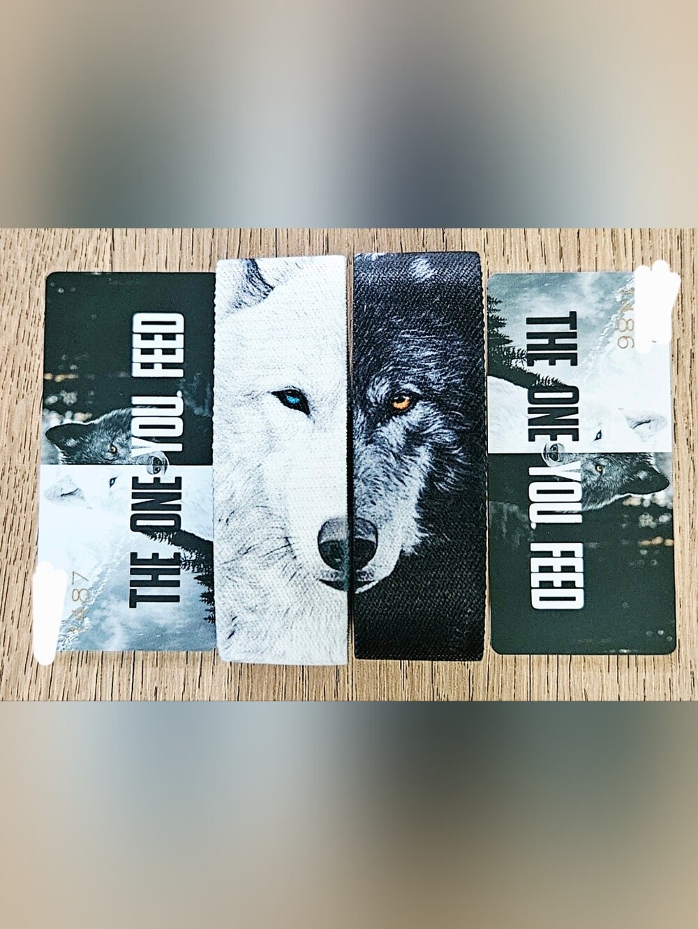ZOX "THE ONE YOU FEED" #1486 & #1487 Wolf Face Medium Collectible Wristband Set